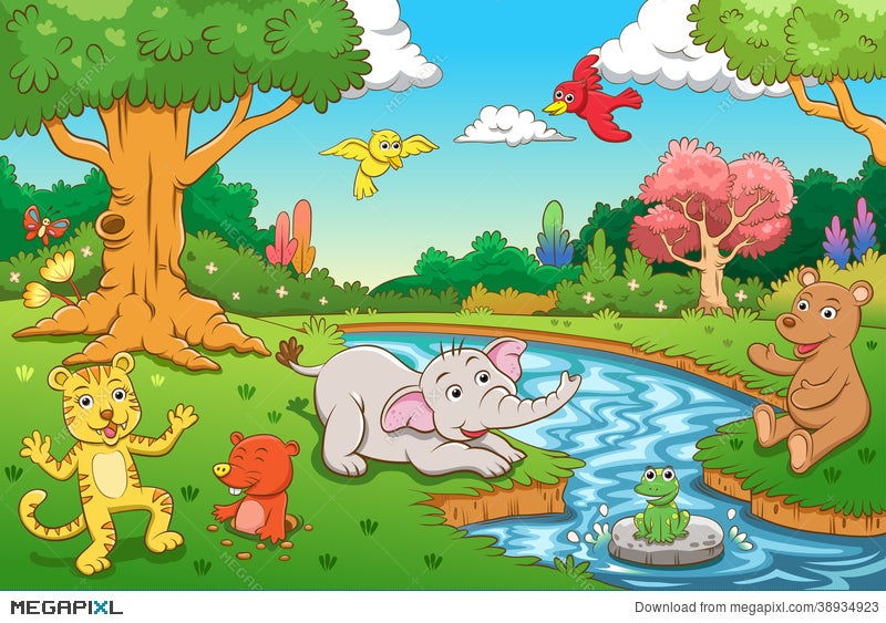Animal In The Jungle. Illustration 38934923 - Megapixl