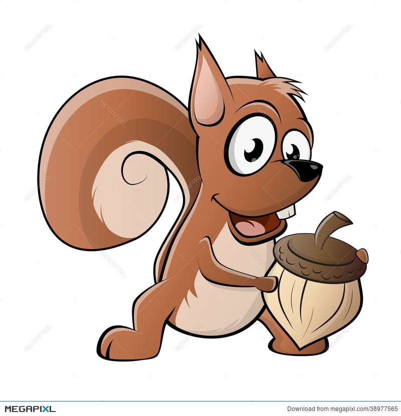 Funny Cartoon Squirrel Illustration 38977565 - Megapixl