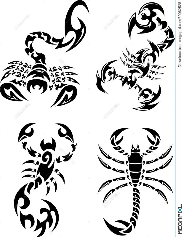 Tribal Scorpions Tattoo Set Illustration 39082528 - Megapixl