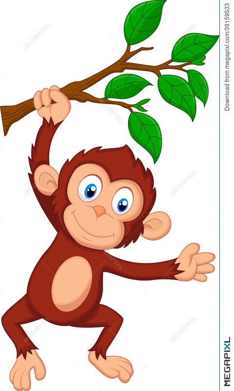 Cute Monkey Cartoon Hanging Illustration Megapixl