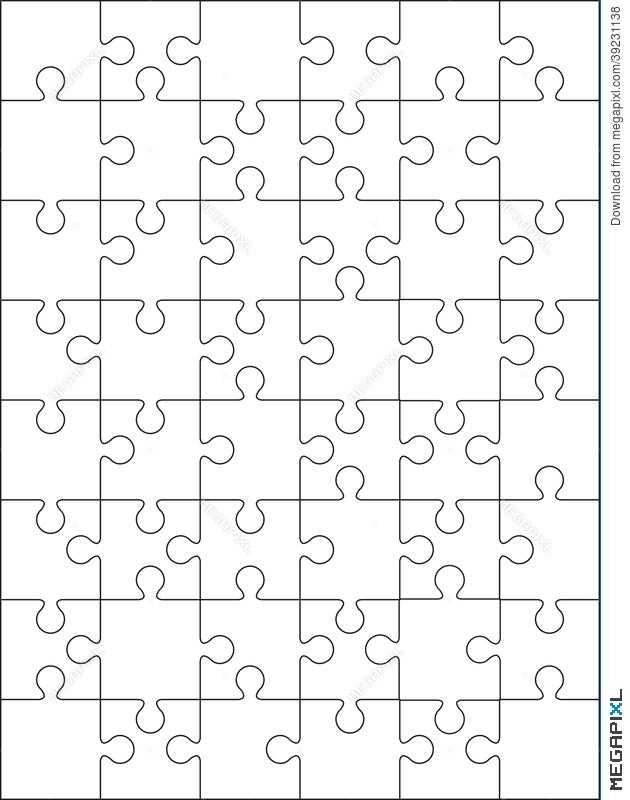 48 Jigsaw Puzzle Blank Template Illustration 39231138 - Megapixl