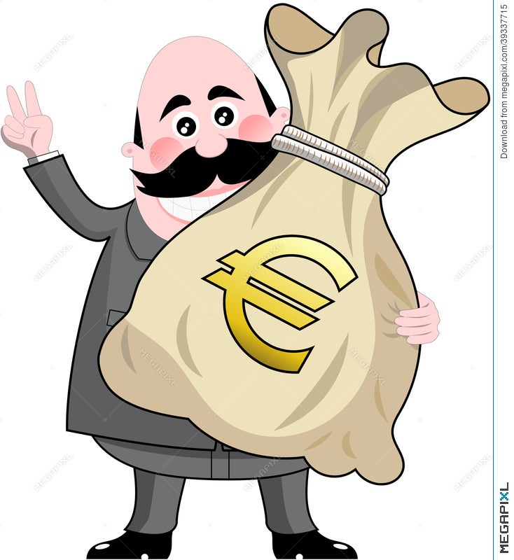 Businessman Big Bag Money Euro Illustration 39337715 - Megapixl