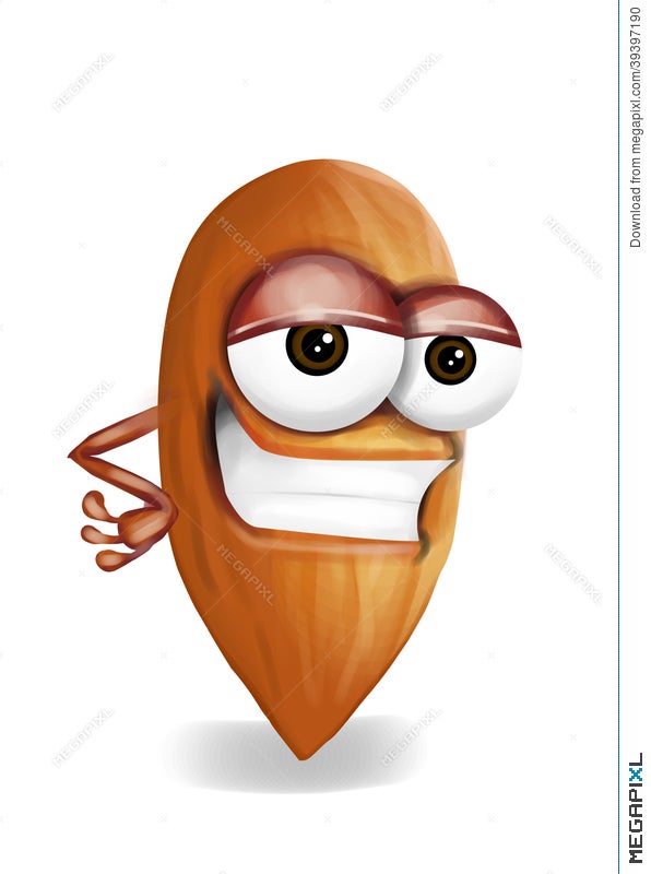 Cool Brown Almond Cartoon Character, Sly Eyes Illustration 39397190 -  Megapixl