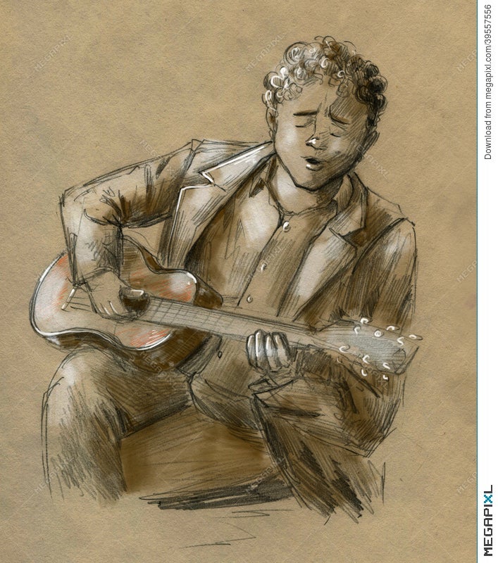 Guitar Player Sketch Canvas Prints for Sale  Redbubble