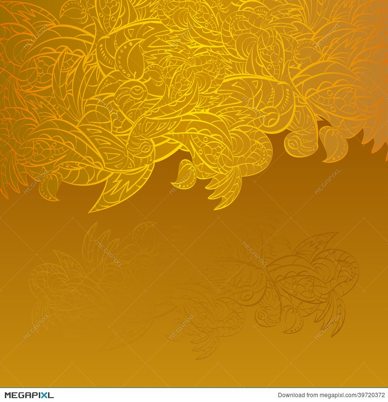 Vintage Invitation Card On Gold Background With Leaves Ornament.  Illustration 39720372 - Megapixl