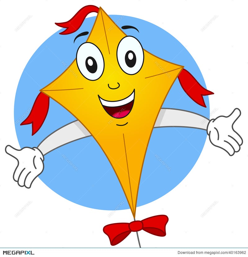 Happy Flying Kite Cartoon Character Illustration 40163962 - Megapixl