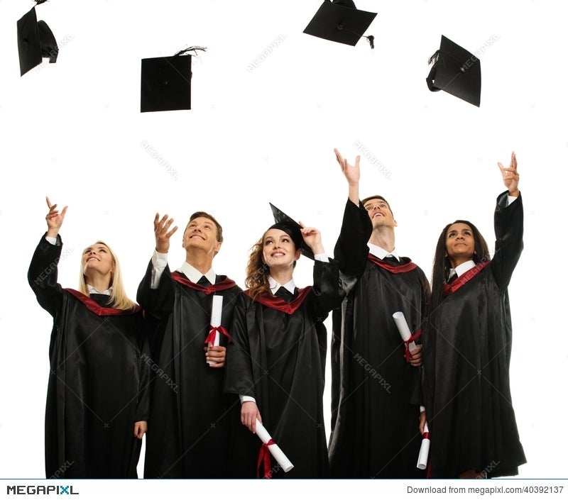 Group Of Graduated Students Throwing Hats Stock Photo 40392137 - Megapixl