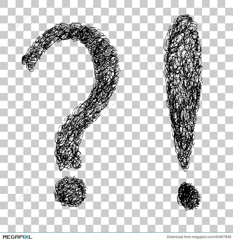 Hand Drawn Question Mark and Exclamation Point Doodle  Sketch Style Stock  Image  Image of sketch english 160797743