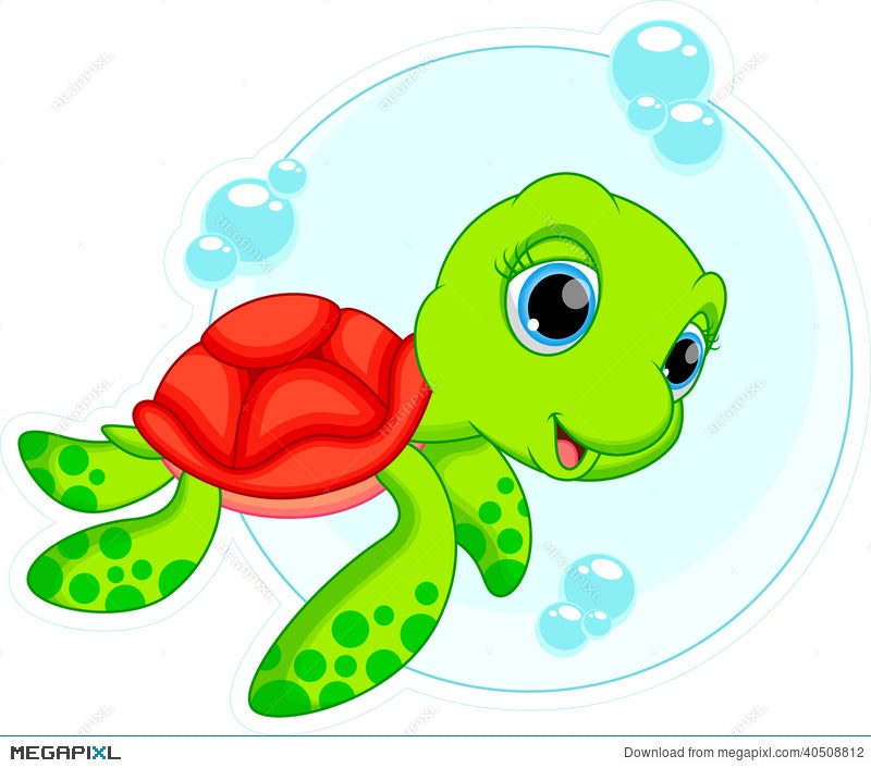 Cute Turtle Cartoon Illustration 40508812 - Megapixl