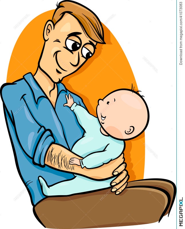 Father With Baby Cartoon Illustration Illustration 41073083 - Megapixl