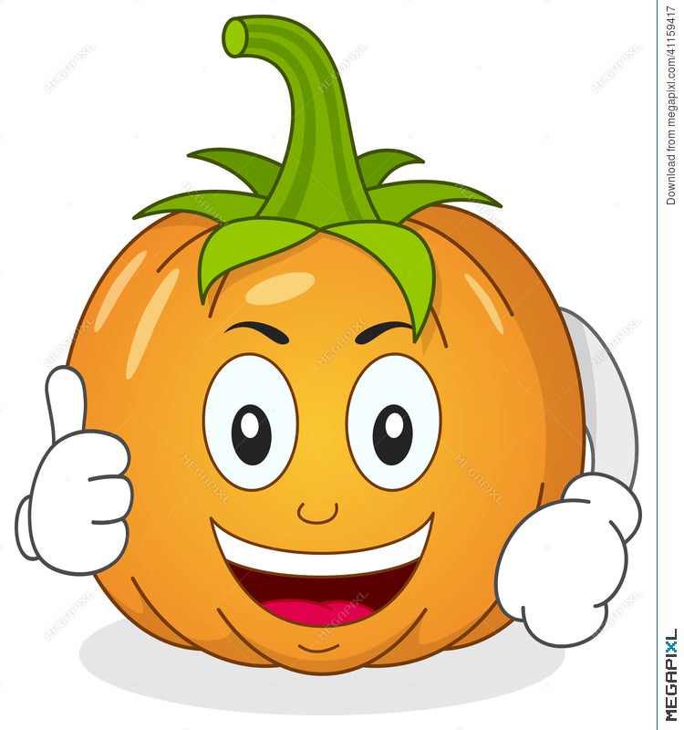 Funny Pumpkin Character With Thumbs Up Illustration 41159417 - Megapixl