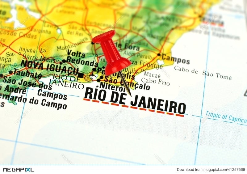 Rio De Janeiro Map With Pin Stock Photo Megapixl