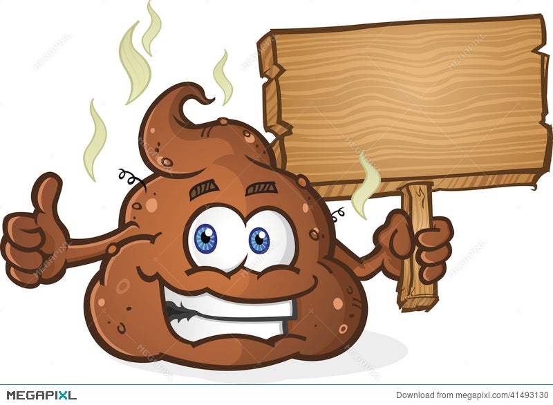Poop Pile Cartoon Character Thumbs Up And Holding Sign Illustration  41493130 - Megapixl