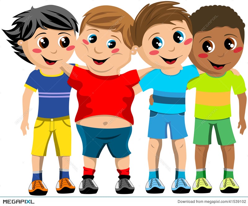 Group Happy Children Kid Hug Friends Isolated Illustration 41539102 -  Megapixl