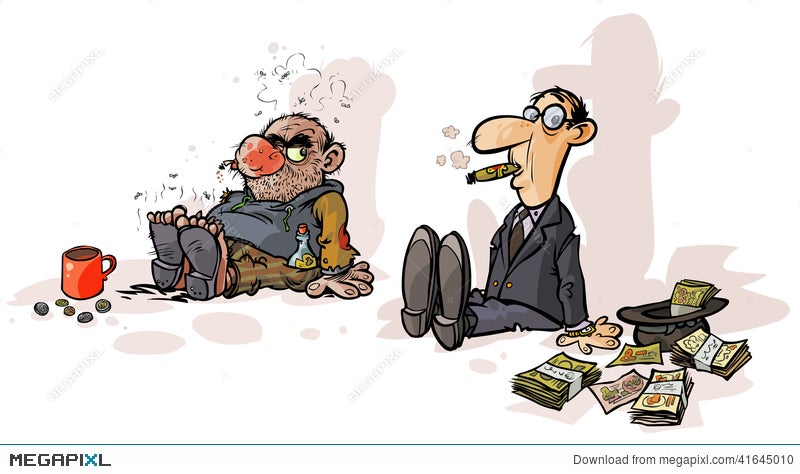 Poor Beggar Rich Beggar Illustration 41645010 - Megapixl