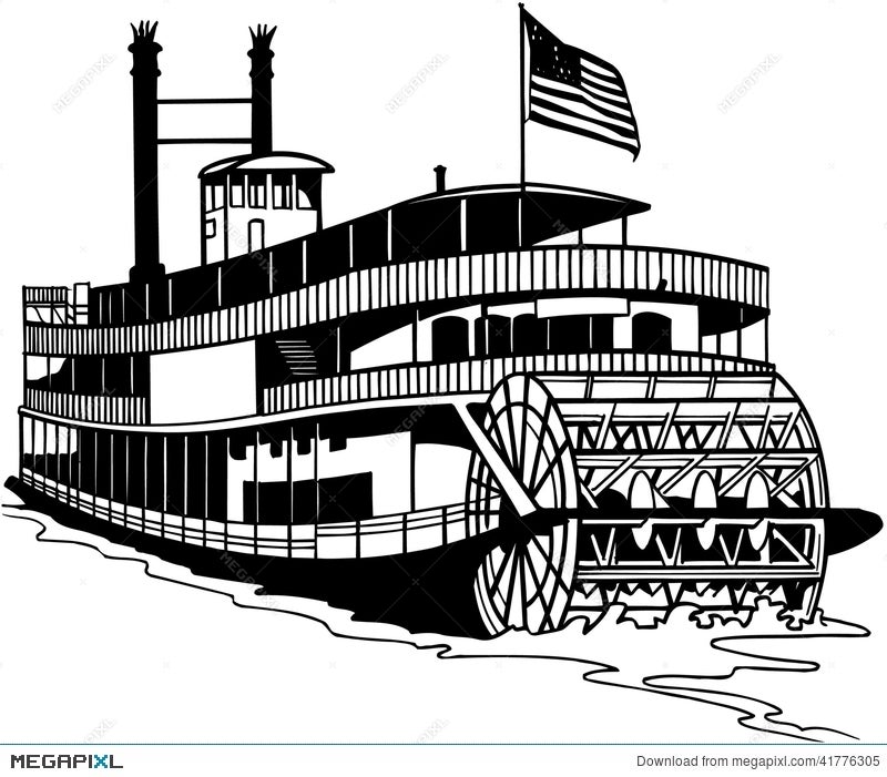 ferry boat black and white clipart