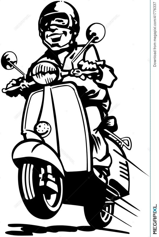 Man Driving Scooter Cartoon Vector Clipart Illustration 41776337 - Megapixl