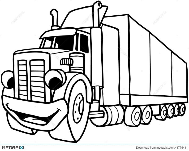 Semi Large Truck Cartoon Vector Clipart Illustration 41776411 - Megapixl