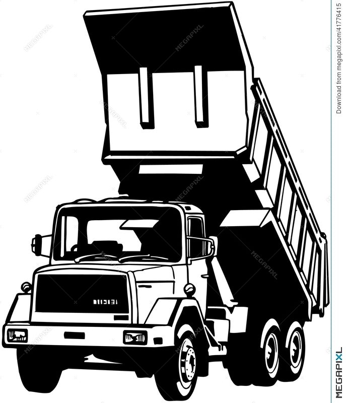 dump truck clipart black and white