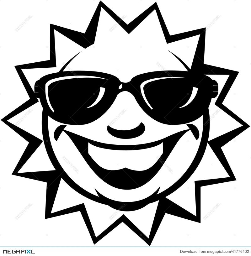 Sun With Sunglasses Cartoon Vector Clipart Illustration 41776432 - Megapixl