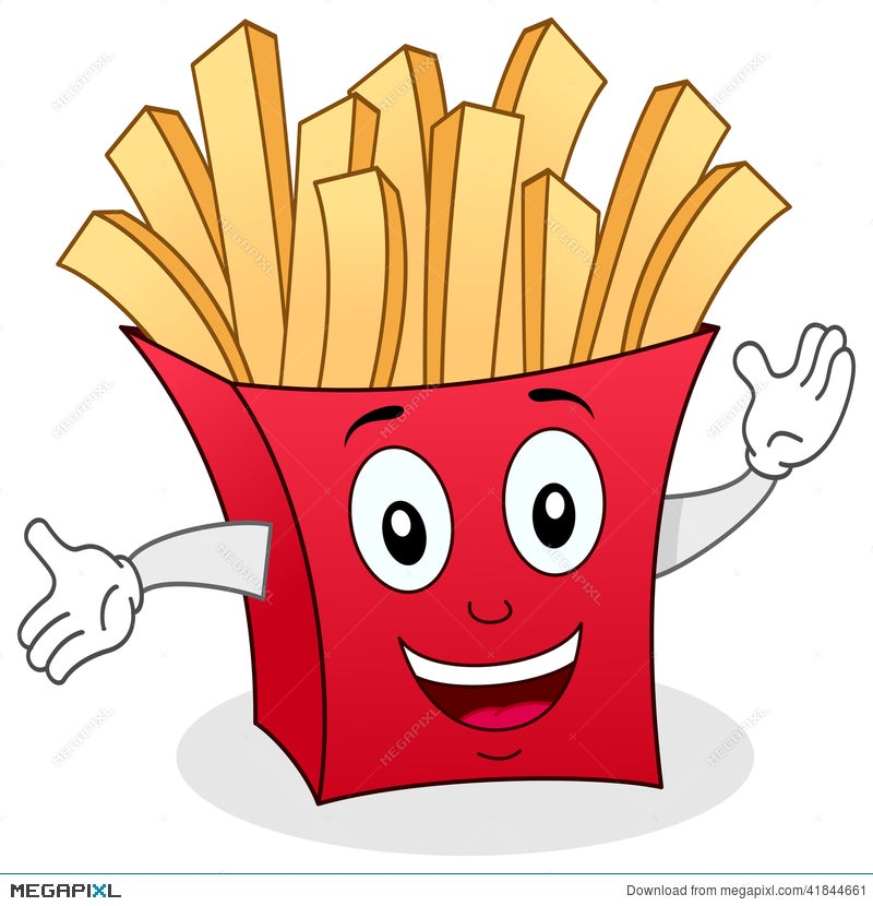 French Fries In The Paper Bag Isolated On White Stock Photo