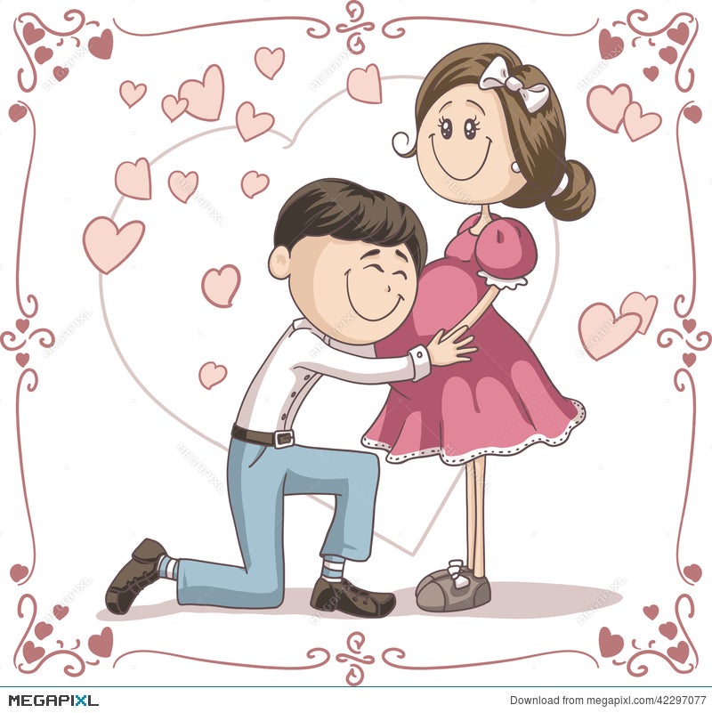 Pregnant Announcement Couple Vector Cartoon Illustration 42297077 - Megapixl