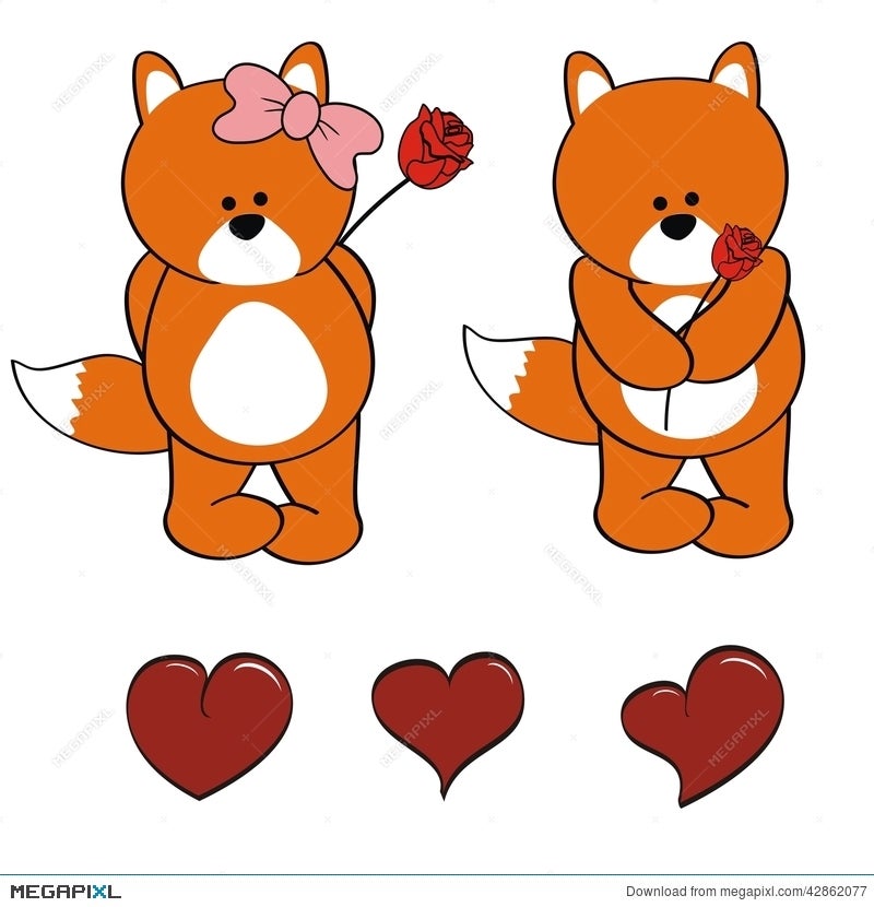 Fox Baby Cute Animals Cartoon Sticker Set Illustration Megapixl