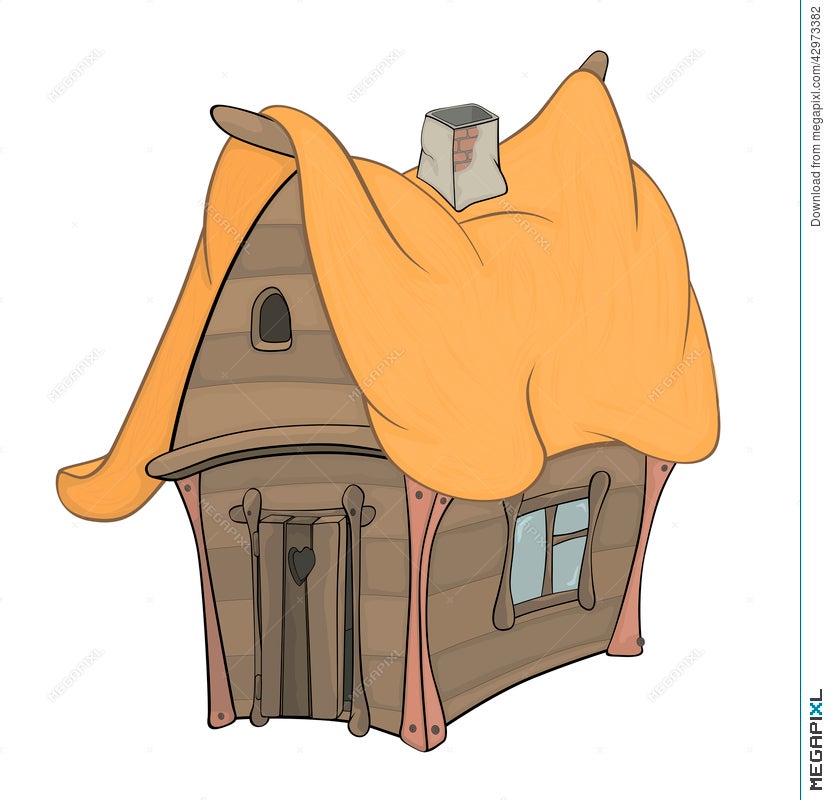 Funny Little House Cartoon Illustration 42973382 - Megapixl