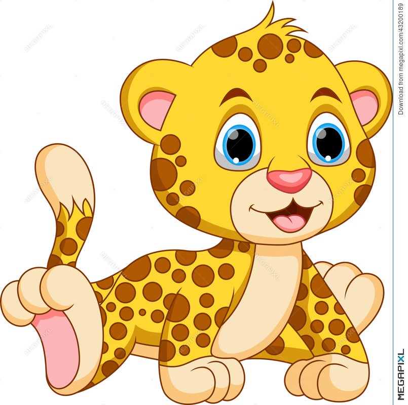 Cute Baby Cheetah Cartoon Illustration 43200189 - Megapixl