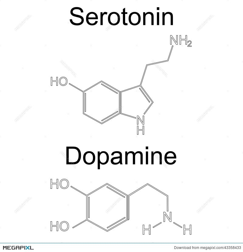 Molecule Serotonin And Dopamine Raster Illustration 43358433