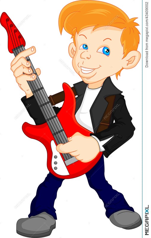 Cute Boy Guitar Player Illustration 43409002 - Megapixl