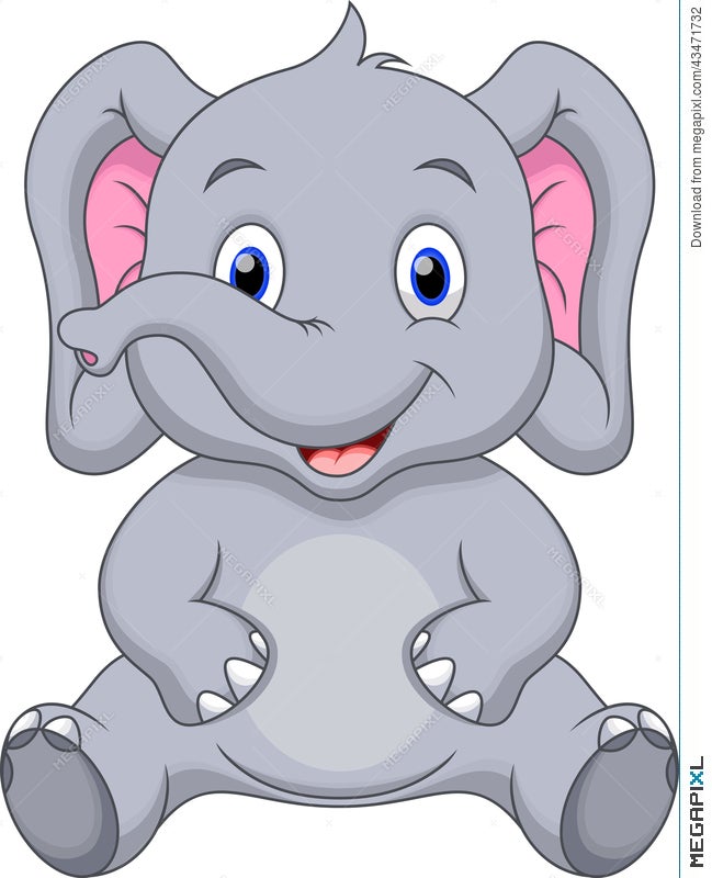 Cute Baby Elephant Cartoon Illustration 43471732 - Megapixl