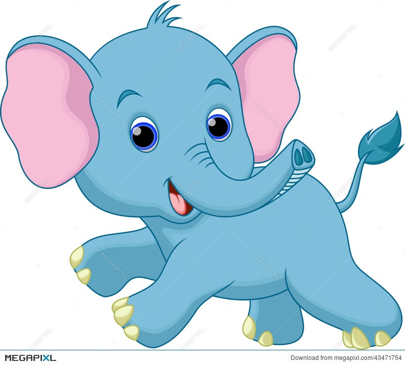 Cute Baby Elephant Cartoon Illustration 43471754 - Megapixl