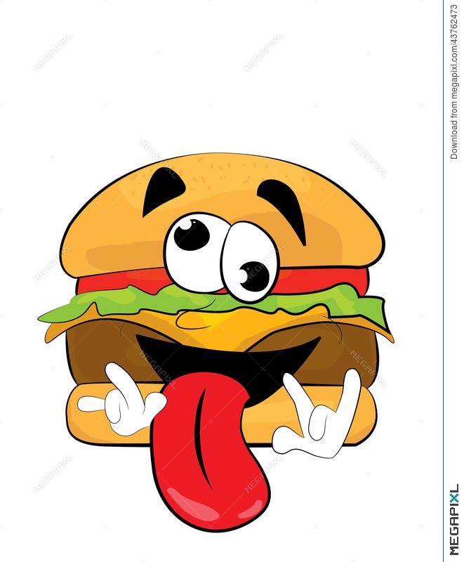 Crazy Burger Cartoon Illustration 43762473 - Megapixl