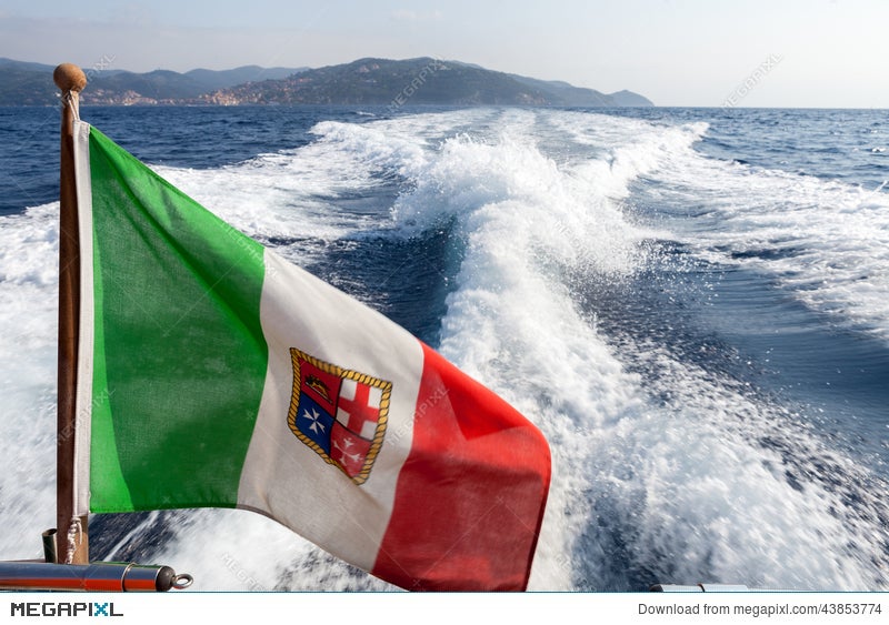 Italian Flag On Yacht Argentario Italian Coast Stock Photo 43853774 Megapixl