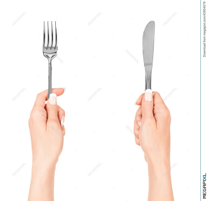 Woman Hands Holding A Fork And A Knife Stock Photo 43904579 Megapixl