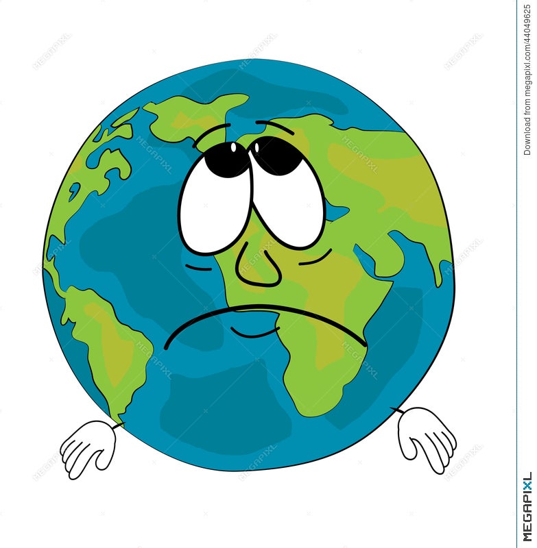 Sad World Globe Cartoon Illustration 44049625 - Megapixl