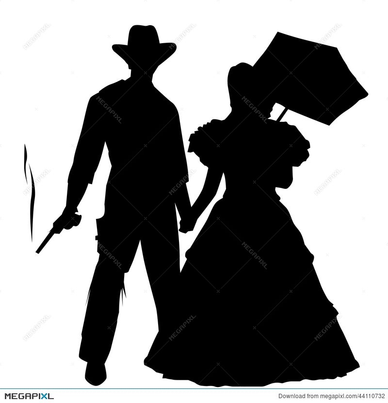 saloon girl with pistol silhouettes