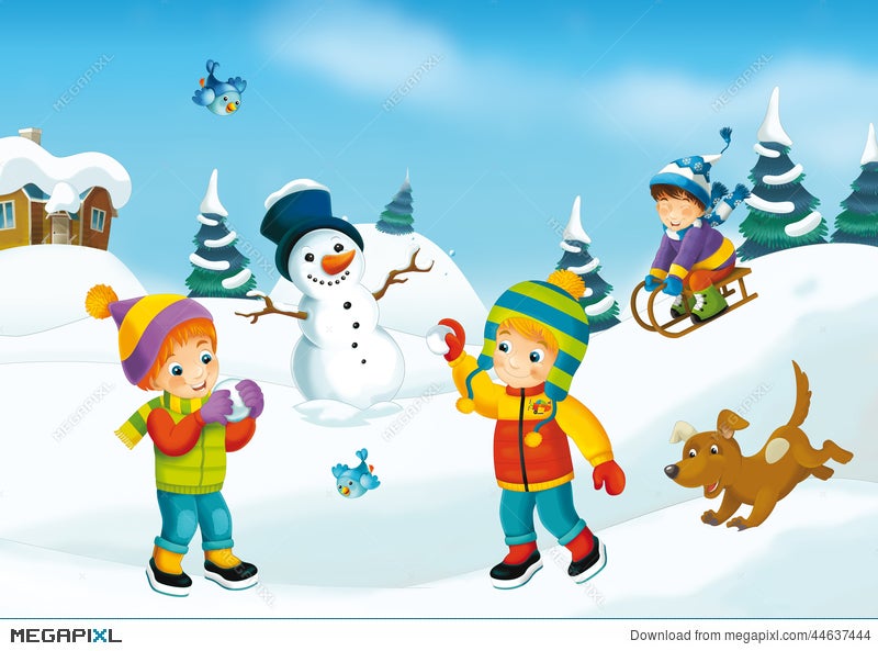Winter Cartoon Scene Illustration 44637444 - Megapixl