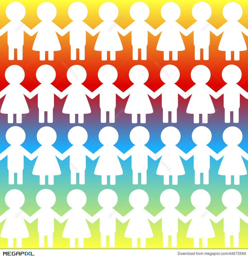 Seamless Paper Children Holding Hands Seamless Paper Children Holding Hands