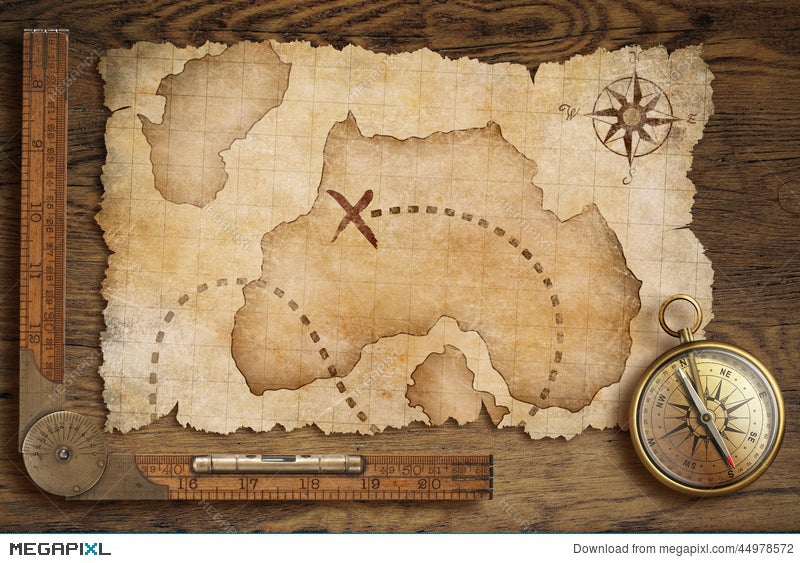 Old Treasure Map Compass 5665