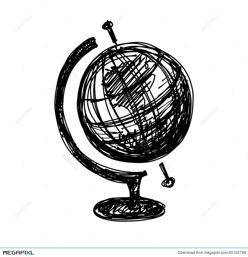 Hand drawn standing globe with South and North America Vintage sketch on  white background Vector illustration Stock Vector Image  Art  Alamy