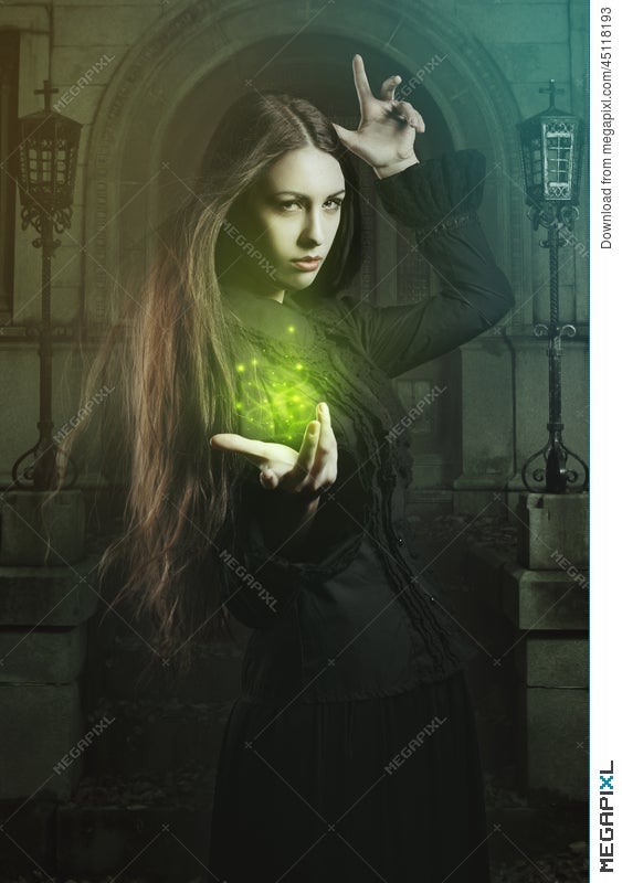 Beautiful Witch Casting A Spell Stock Photo 45118193 - Megapixl