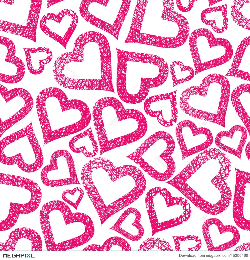 Hearts Seamless Pattern, Love Theme Background Illustration 45300460 -  Megapixl