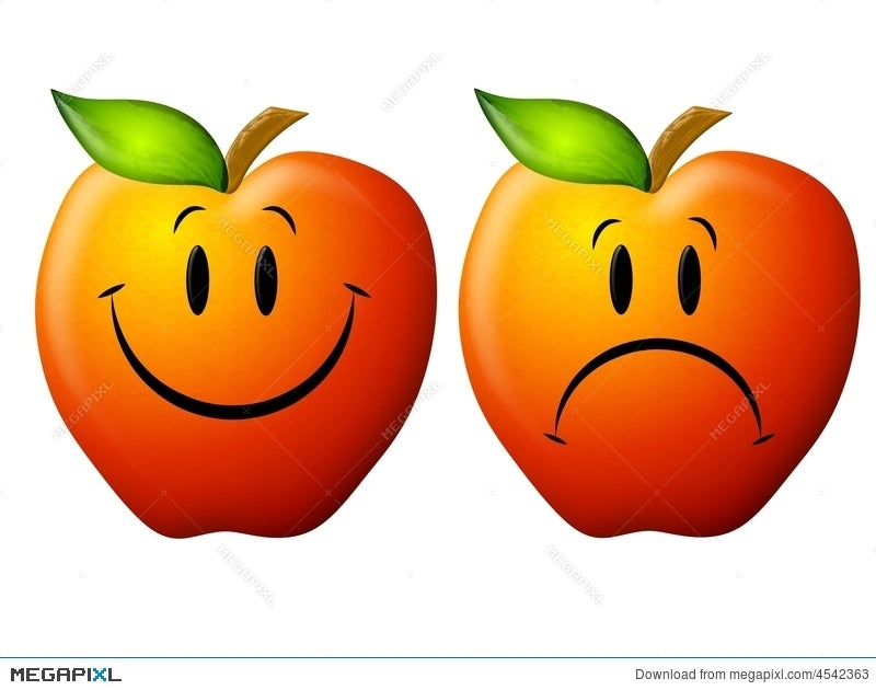 Happy And Sad Cartoon Apples Illustration 4542363 - Megapixl