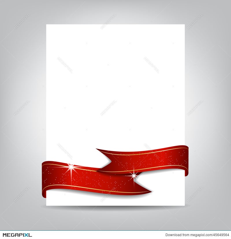 Christmas Flyer Template, Paper Banner With Red Ribbon Illustration  45649564 - Megapixl