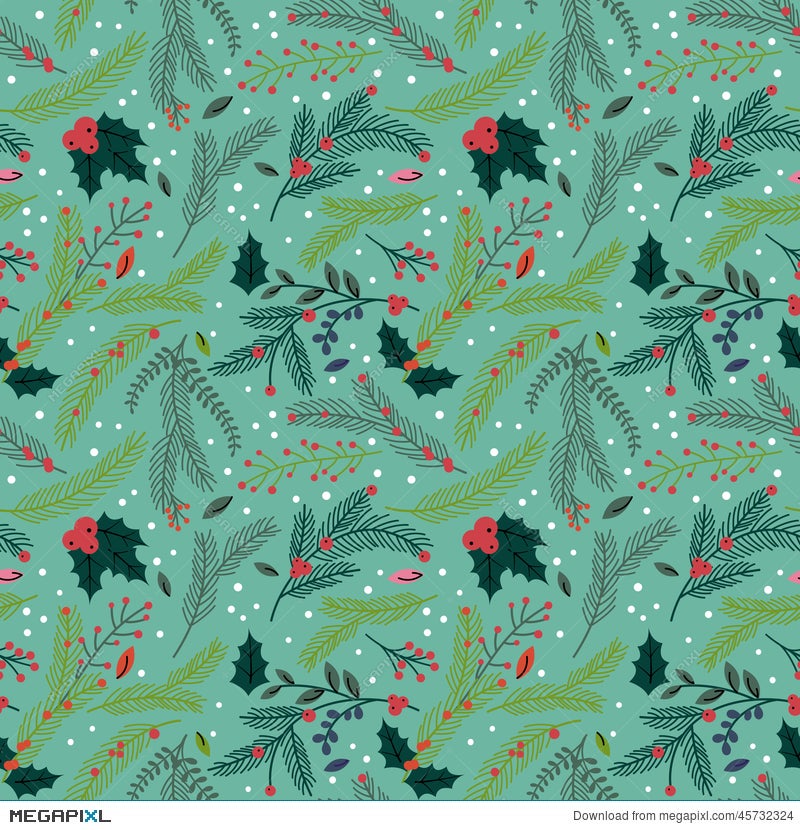 Seamless Tileable Christmas Holiday Floral Background Pattern Illustration 45732324 Megapixl