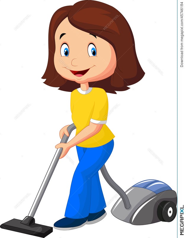 Mom Cartoon With Vacuum Cleaner Illustration 45746184 - Megapixl