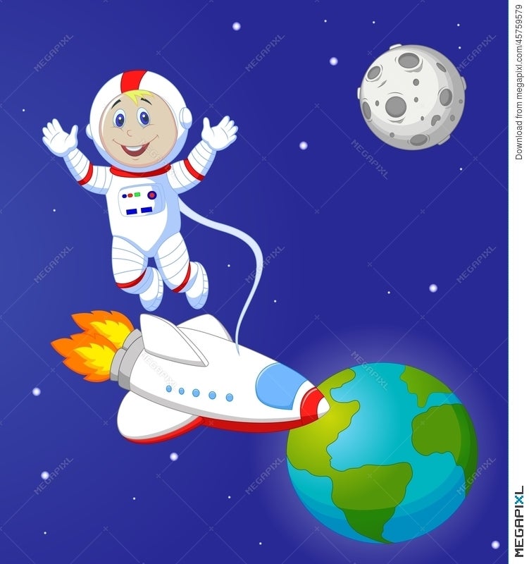 Cute Astronaut Cartoon Illustration 45759579 - Megapixl
