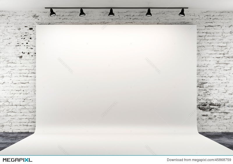 3D Studio Setup With Lights And White Background Illustration 45868759 -  Megapixl